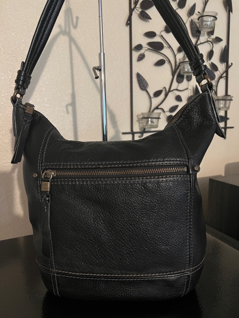 The Sak Black Leather Shoulder Bag